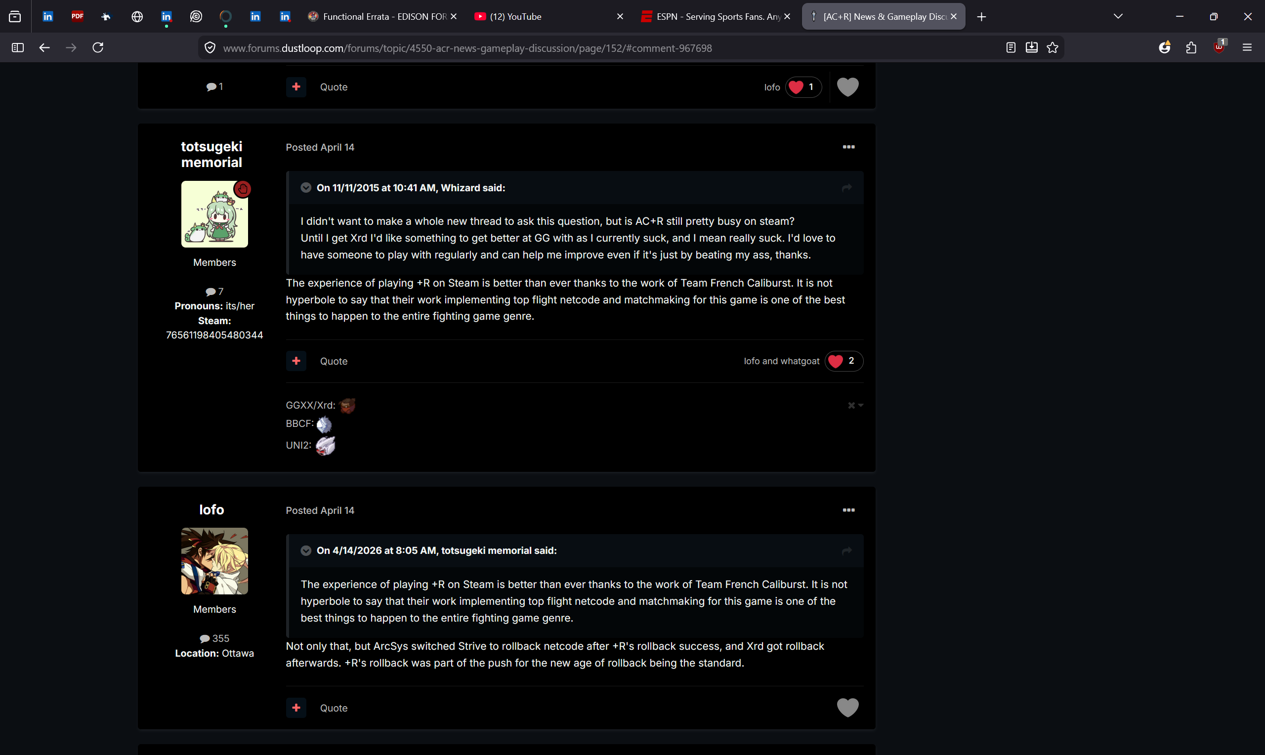 me necroing a post about the funcionality of the Steam port of +R with the good news of rollback netcode and quickmatch lobbies